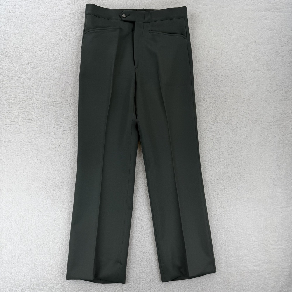 Sansabelt Dress‎ Pants Mens 32x29 Green Flat Front Straight Leg Slacks Comfort